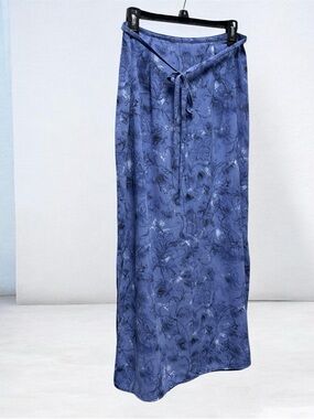 Kathie Lee Collection Blue Paisley Maxi Skirt with Tie Waist